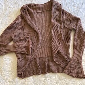 Women's Tan Knit Open Front Sweater